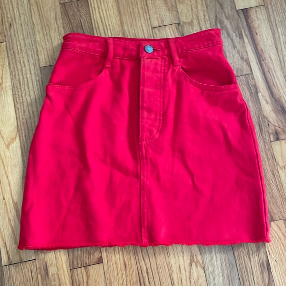 Brandy Melville red denim high waisted skirt